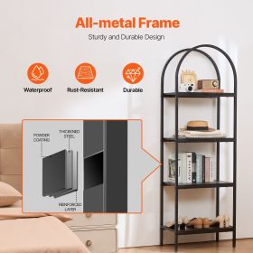 Metal Bookshelf, 4-Tier Arched Industrial Bookshelf, Small Rustic Vintage Storage Bookcase with Open Shelves