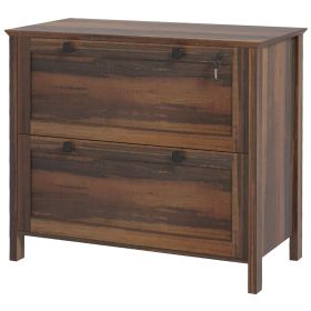 Lateral File Cabinet, 2 Drawer, Adjustable for A4 Letter Legal, Brown