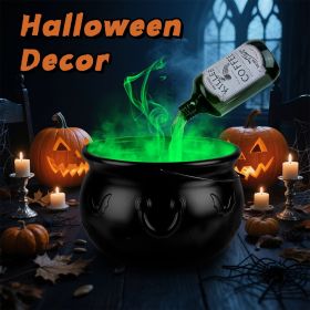 Halloween Spooky Decor: Floating Bottle with Witch Cauldron - 2-in-1 Mist & Green LED Light, Effective Splash Guard, Easy Setup
