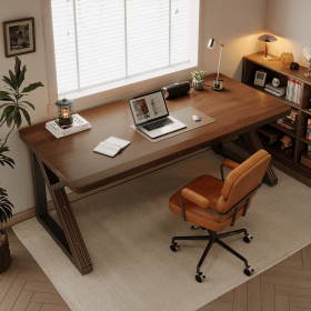 Solid Wood 55.1-Inch Extra Long Desk,Thickened Desk,Two Person Double Desk for Home Office, Wooden Long Computer Desk,Writing Table for Office