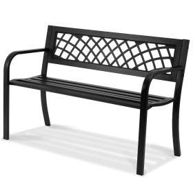 Outdoor Bench 46 in Metal Garden Bench 480 lbs Park Patio Yard Porch Bench