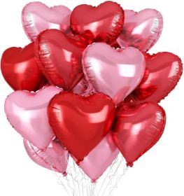 Pink Red Heart Balloons,12Pcs Light Pink Heart Shaped Foil Balloons