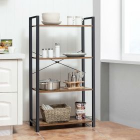 4-Tier Rustic Bookshelf Industrial Bookcase Diaplay Shelf Storage Rack