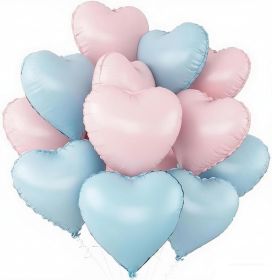 Pink Blue Heart Balloons,12Pcs Baby Pink Heart Shaped Foil Balloons