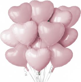 Baby Pink Heart Balloons,12Pcs Pink Heart Shaped Foil Balloons