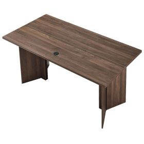63 in Executive Desk, Large Modern Rectangle Office Table, Heavy Duty Wooden Executive Table with Cable Connection Hole, 250 LBS Load Capacity