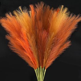 8 Pcs Orange Faux Pampas Grass Decor 35' Fluffy Fall Artificial Colored Pampas Grass Large Fake Pompous Grass Stems Tall Flower Arrangement Floor