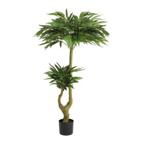 5FT Artificial Willow Tree Tall Fake Potted Plant Faux Green Silk Tree with Black Plastic Pot for Indoor Home Office Living Room Bedroom Decorati