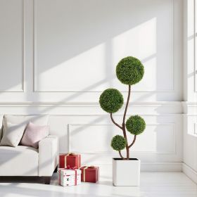 Artificial Boxwood Topiary Tree, 5FT Tall Triple Ball-Shaped Faux Plant Indoor or Outdoor Home and Office Decoration, 1pc/set