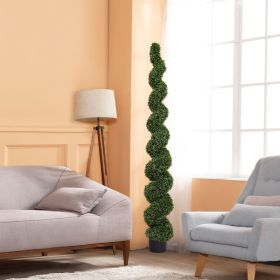 7FT Spiral Topiary Trees Artificial Outdoor Faux Boxwood Plants Large Twisted Green Potted Trees for Garden Front Porch Patio Planter Decoration